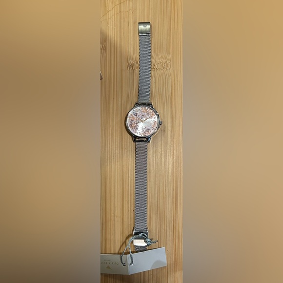 Olivia Burton Abstract Florals Watch With 34mm Silver Face & Silver MeshBracelet